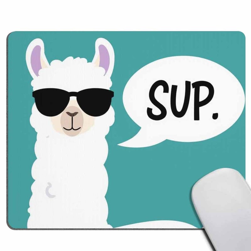 Smooffly Funny Llama Mousepad Custom,Sup Llama Mouse pad Non-Slip Rubber Gaming Mousepad Rectangle Mouse Pads for Computers Laptop 9.5 X 7.9 Inch (240mmX200mmX3mm) - Image 1